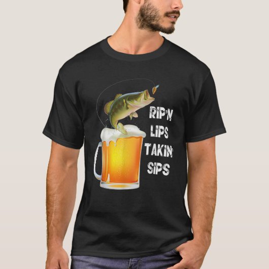 リップンリおもしろいップタキンシップス魚釣り恋人 Tシャツ (正面)