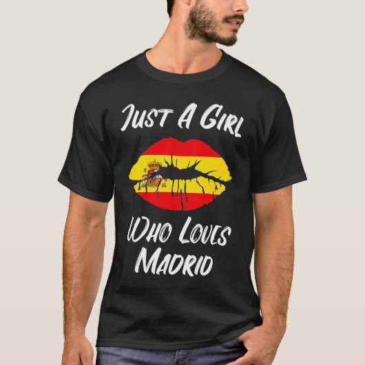 リップ口の愛スペインの国旗 Tシャツ (正面)