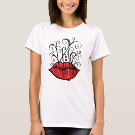 リップ風変わりインクスケッチタトゥースタイル Tシャツ