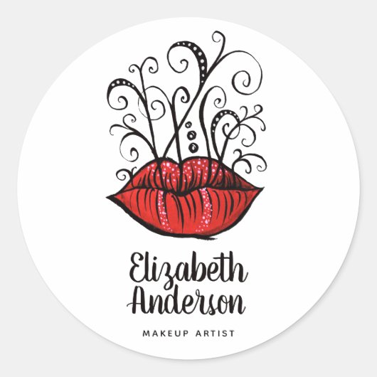 リップ風変わりインクタトゥースタイルゴシック様式メイクアップアーティスト ラウンドシール (正面)