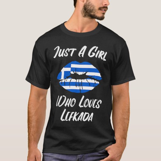 リップ 唇 愛 ギリシャ 国旗 レフカダ島 Tシャツ (正面)