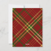 リッメリートルクリスマス |赤と金ゴールドのタータンチェック写真 シーズンカード (裏面)