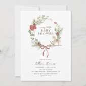 リッメリートルベビーシャワーレッドボウリース 招待状 (正面)