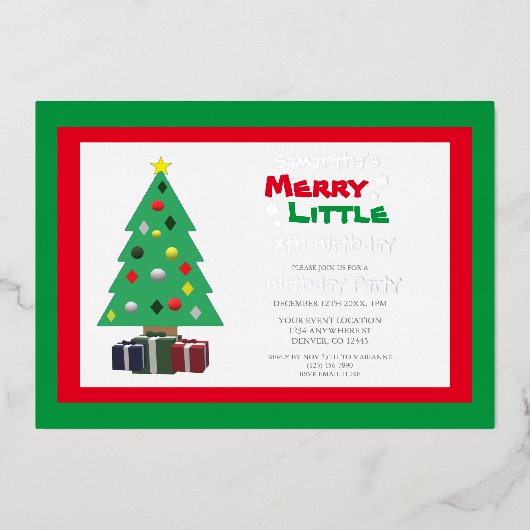 リッメリートル誕生日 箔招待状 (正面)