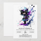 リッモダントル忍者ガール誕生日 招待状 (正面/裏面)