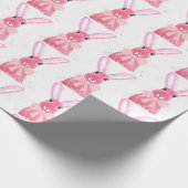 リッ名門私立校風のクピンクボウ赤ちゃんシャワー女の子ウサギ ラッピングペーパー (角)
