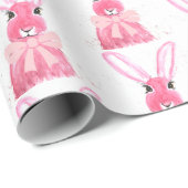 リッ名門私立校風のクピンクボウ赤ちゃんシャワー女の子ウサギ ラッピングペーパー (ロールコーナー)
