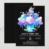 リッ威厳のあるトルプリンセス誕生日 招待状 (正面/裏面)