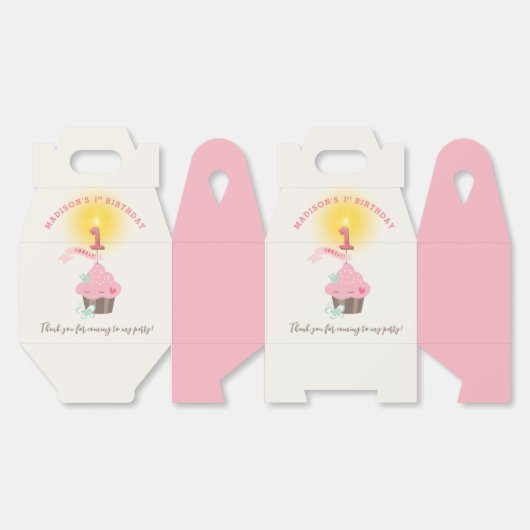 リッ恋しく思ク・カップケーキガールの1歳の誕生日パーティー フェイバーボックス (見開き)