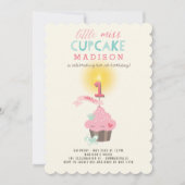 リッ恋しく思トルカップケーキプリンセスガールの最初の誕生日 招待状 (正面)