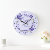 リッ楽しむトル薄紫フローラリース ラージ壁時計 (ホーム)