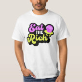 リッ食べチ90のダイヤモンドリングや輪ポップ・アートの おもしろい ユニセックス Tシャツ (正面)