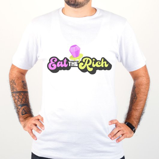 リッ食べチ90のダイヤモンドリングや輪ポップ・アートの おもしろい ユニセックス Tシャツ