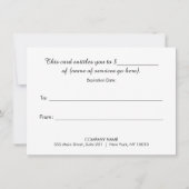 リテールクリスマスホリデーギフト証明書 (裏面)