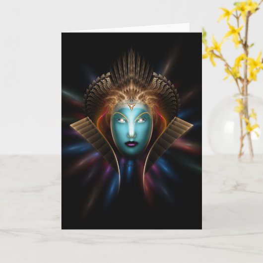 リディアンクイーンフラクタルアートグリーティングカード カード (黄色い花)