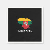 リトアニアのシルエットと国旗 スタンダードカクテルナプキン (正面)