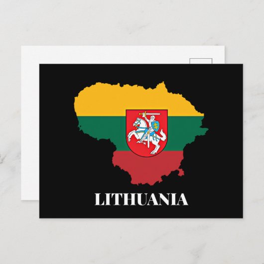 リトアニアのシルエットと国旗 ポストカード (正面/裏面)