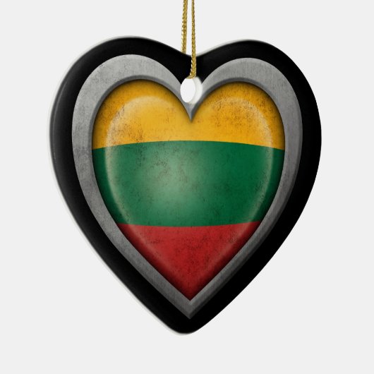 リトアニアのハートの旗の鋼鉄網の効果 セラミックオーナメント (右)
