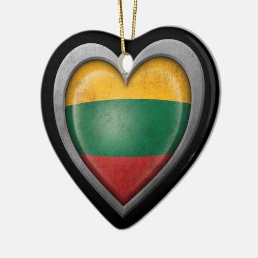 リトアニアのハートの旗の鋼鉄網の効果 セラミックオーナメント (左)
