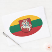 リトアニアの国旗とコート 楕円形シール (封筒)