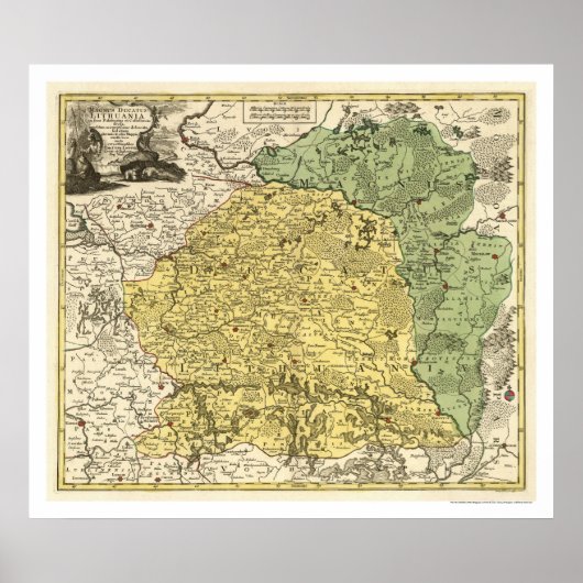 リトアニアの地図1750 ポスター (正面)