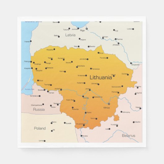 リトアニアの地図 スタンダードランチョンナプキン (正面)