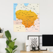 リトアニアの地図 ポスター (ホームオフィス)