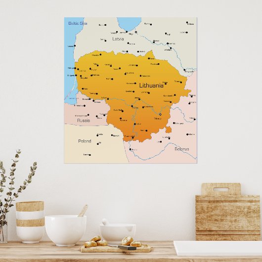 リトアニアの地図 ポスター (キッチン)
