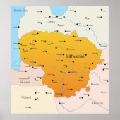 リトアニアの地図 ポスター (正面)