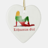 リトアニアの女の子のシルエットの旗 セラミックオーナメント (右)