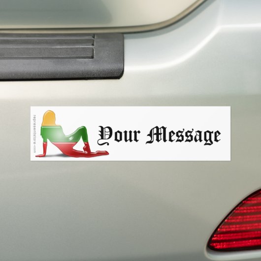 リトアニアの女の子のシルエットの旗 バンパーステッカー (車上)