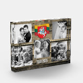 リトアニアの家族の写真ブロック，リトアニア国旗の木材 フォトブロック (左)