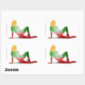 リトアニアの少女シルエット国旗 長方形シール (シート)