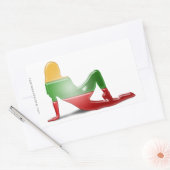 リトアニアの少女シルエット国旗 長方形シール (封筒)