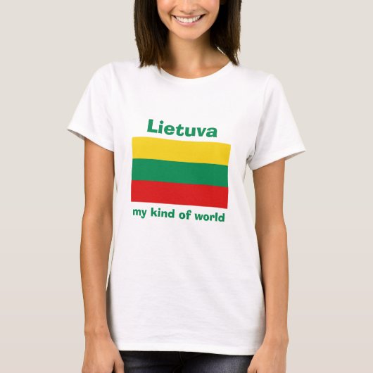 リトアニアの旗+地図+テキスト Tシャツ (正面)