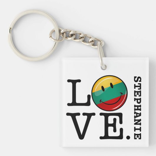 リトアニアの笑顔の旗 キーホルダー (正面)