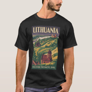 リトアニアの風景イラスト 旅行アート レトロ Tシャツ