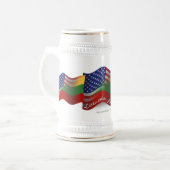 リトアニアアメリカの振る旗 ビールジョッキ (正面左)