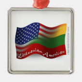 リトアニアアメリカの振る旗 メタルオーナメント (正面)
