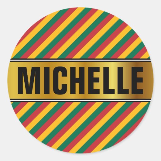 リトアニアインスパイア色色ストライプ旗 ラウンドシール (正面)