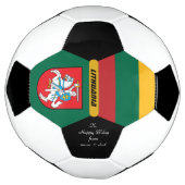 リトアニアパーソナライズされた国旗、サッカーの写真 サッカーボール (回転)