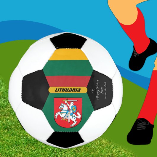 リトアニアパーソナライズされた国旗、サッカーの写真 サッカーボール
