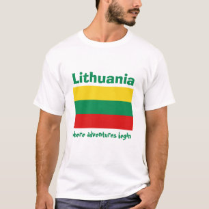 リトアニアフラグ+マップ+文字Tシャツ Tシャツ