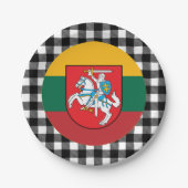 リトアニアプレート、バッファロープレイド&リトアニア国旗 ペーパープレート (正面)