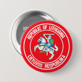 リトアニアラウンドエンブレム 缶バッジ (正面&裏面)