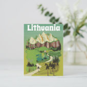 リトアニアヴィンテージスタイル旅行ポスター ポストカード (スタンド正面)
