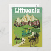 リトアニアヴィンテージスタイル旅行ポスター ポストカード (正面/裏面)
