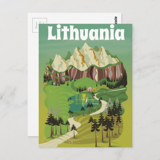 リトアニアヴィンテージスタイル旅行ポスター ポストカード (正面/裏面)