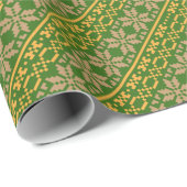 リトアニアヴィンテージフォークアートグリーンスターパターン ラッピングペーパー (ロールコーナー)