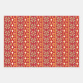 リトアニアヴィンテージフォークアート幾何学星模様 ラッピングペーパーシート (正面3)